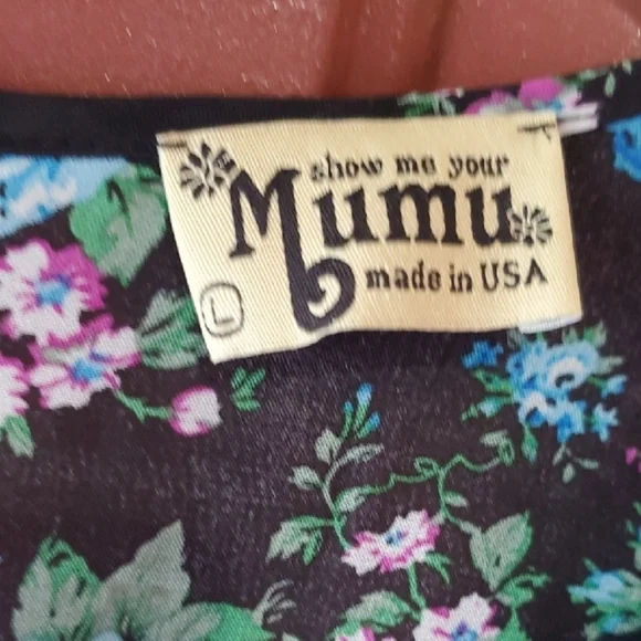 Show Me Your MuMu JOYCELYN Blue and Black Bishop Sleeve Sundress L - Picture 3 of 15